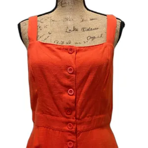 NWT Lulu's Sunny Personality Button Front Sundress Orange Linen‎ Blend Large thumbnail 2