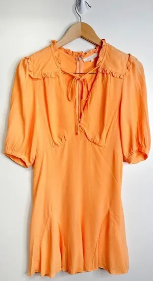 Olivaceous Romper Womens Orange V Neck Tie Front Size Medium thumbnail 1