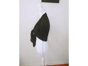 Black Lightweight Sheer Open-Front Short-Sleeve Shrug - Womens Versatile Layerin thumbnail 3