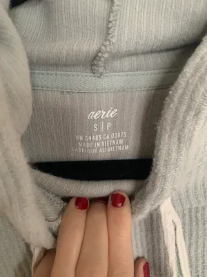 Aerie Sage Green Cropped Ribbed Hoodie thumbnail 4