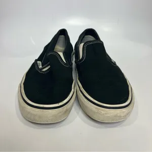 Vans slip on loafers sneakers black white unisex‎ sizing women's size 10 trendy thumbnail 2