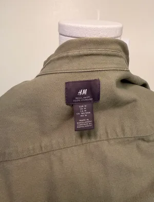 H&M green utility jacket slightly fitted chest pockets thumbnail 6