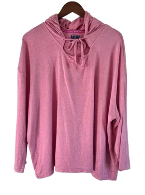 MUK LUKS Hoodie Pullover Top Keyhole Drawstring Pink Comfy Athleisure‎ 2X thumbnail 1
