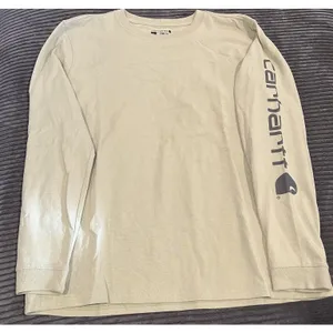 Carhartt Women Long Sleeve T-shirt Loose Fit L Sleeve logo Crew Neck Light Green thumbnail 1