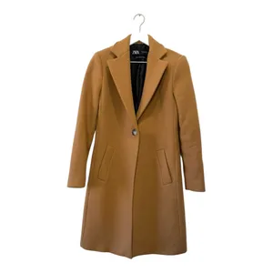 ZARA Camel Wool Blend Tailored Coat Italian Fabric Size XS thumbnail 2