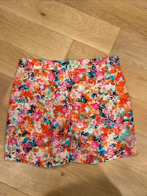 J. Crew Floral watercolor Mid-Rise Shorts in Orange, Pink & Teal 4 thumbnail 2