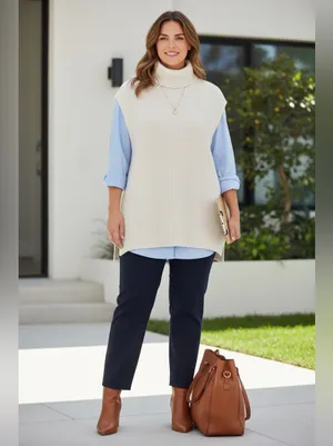 Lauren Ralph Lauren Cream Cable Knit Mock Neck Sweater Vest 2X thumbnail 6