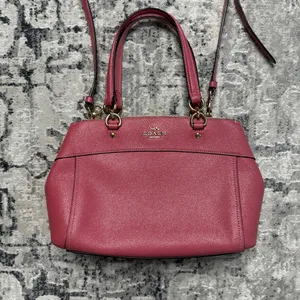 Coach Mini Brooke Carryall Satchel Pink Glitter Crossgrain Leather Gold thumbnail 3