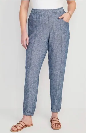 Old Navy high-waisted linen-blend cropped tapered pants thumbnail 1
