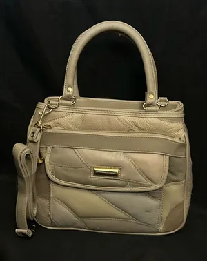 Neutral Patchwork Satchel Handbag Purse Taupe/Cream NWOT thumbnail 1