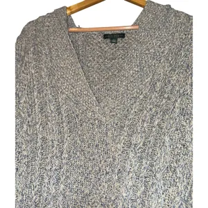 Vintage Lauren Ralph Lauren Cable Knit‎ Hooded Sweater Womens L Fall Cozy Chunky thumbnail 2