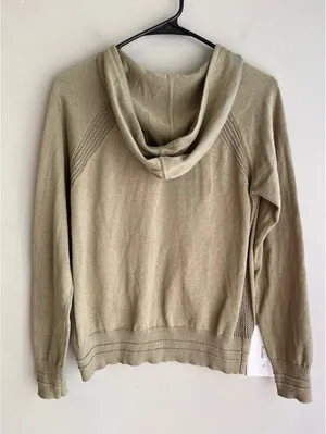Athleta Evergreen Hoodie Sweater Pullover Olive Green Knit XS thumbnail 5