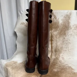 Martinez Valero Brown Leather Lace Up‎ Riding Boots Size 39/8.5 thumbnail 6