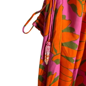 Farm Rio Copacabana Orange Printed One Shoulder Cut Out Maxi Dress Size Large thumbnail 12