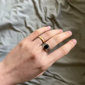 Vintage Silver Onyx Ring Size 6 Black thumbnail 3