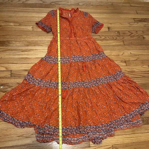 Free People‎ Rare Feeling Maxi Dress in Orange Pop Combo Size Small thumbnail 13