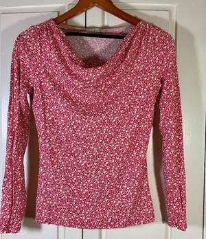 Boden floral‎ drapes neck long sleeve top 00s retro romantic cottagecore chic 6 thumbnail 1