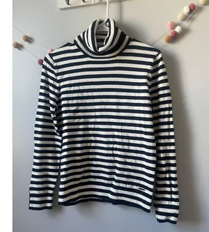 Tommy Hilfiger Black and White Stripe Funnel Neck Long Sleeve Top thumbnail 7
