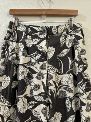 Anthropologie Maeve Womens Floral‎ Linen Blend Wide Leg Pants Size 2 thumbnail 3