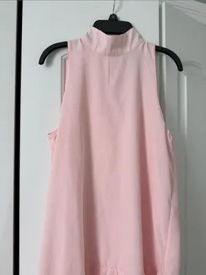 Abercrombie & Fitch Soft Pink Sleeveless Tiered Mock-Neck Dress thumbnail 2