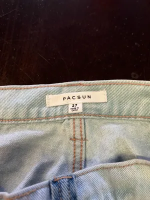 PacSun Cargo Straight Jeans Womens 27 Light Wash Blue High Rise Striped Denim thumbnail 8