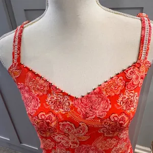NWT Cosita Linda‎ Mandarin Floral Tiered Maxi Dress CL22548C Orange Pink Small thumbnail 9