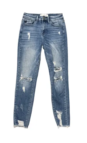 KanCan High Waisted Distressed Jeans Women's 26 Light Wash Denim Faded Stretch thumbnail 1