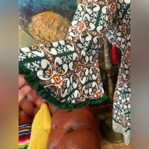 Lulus Boho Glam Open Back Medallion Print Bell Sleeve Mini Dress Size Large thumbnail 6