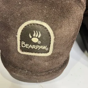 Bearpaw Emma short chocolate brown shearling boots pull‎ on women's size 9 boho thumbnail 5