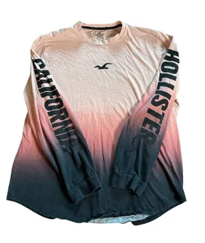 Hollister California Ombre Long Sleeve Graphic Tee - Size XL - Sunset Fade thumbnail 1