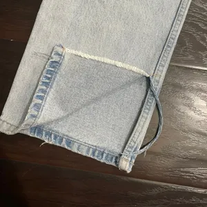 Zara Light Wash Straight Leg Denim Jeans Size 6 Side Split Hems 90s VTG Inspired thumbnail 4