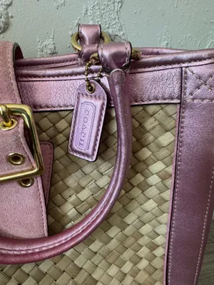 Coach Vintage 2004 Pink Straw Tote Bag - Style 4419 thumbnail 2