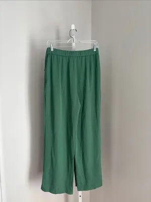 Halara High Waist Tie Side Wide Leg Work Pants Wrap-Front Pants Olive Green Sz M thumbnail 9