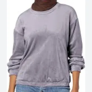 UGG Shanara Velvet Crew Neck Sweatshirt in the color Cloudy Grey. Large thumbnail 2