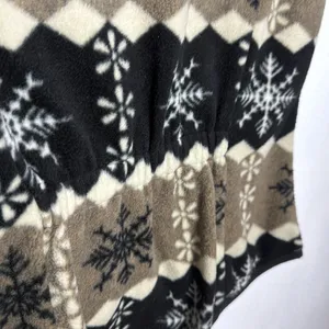 Vintage Sierra Classics Large Snowflake Fleece Vest Tan Black White Full Zip L thumbnail 5