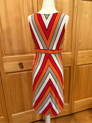 Calvin Klein Chevron Striped Sleeveless Jersey Dress women’s 12 thumbnail 2