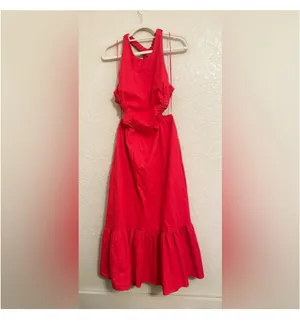 ASTR The Label dress size large red linen cotton blend thumbnail 2