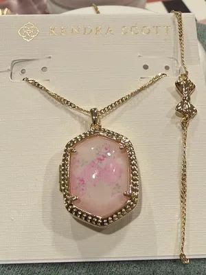 Kendra Scott x LoveShackFancy | Gold Plated Pink Flower Locket Pendant Necklace thumbnail 1