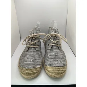 Roxy Woven Canvas Chukka Bootie Women 8 Gray Espadrille‎ Lace Up Mid Top Boho thumbnail 2