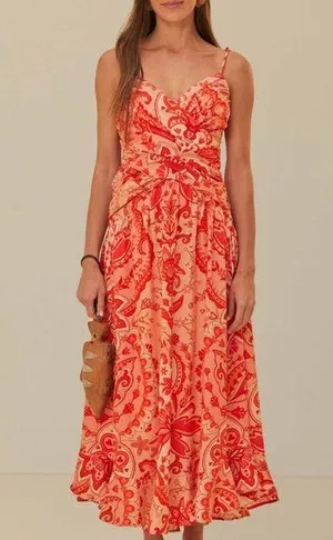 FARM Rio Jaipur Crossover Linen Blend maxi sun dress size xs thumbnail 1