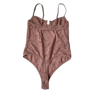 Out From Under Pink Lace Stretch Bodysuit Women's Size Small | 51-25 thumbnail 4