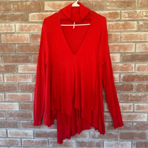 Free People Uptown Turtleneck Cutout Tunic Asymmetrical Shirt Ribbed Medium thumbnail 2