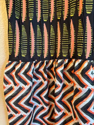 Zara MEDIUM Boho Tunic Top Sleeveless Blouse Black Coral Patterned Ruffle Hem thumbnail 5