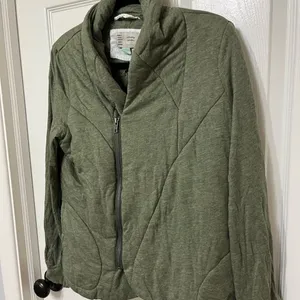 Anthropologie Saturday Sunday Homestead Green Quilted Zip-Up Jacket‎ Size Small thumbnail 4