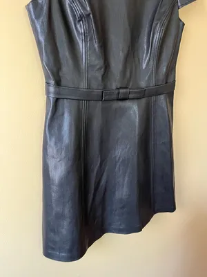 Amanda Uprichard Black Faux Leather Mini Dress thumbnail 6