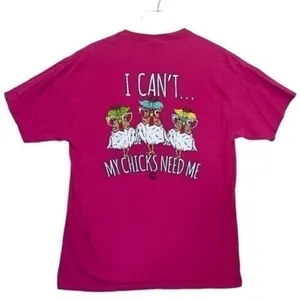 “My Chicks Need Me” Graphic Tee Large Fruit of the Loom Girlie Girl Originals thumbnail 2