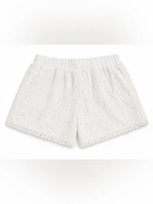 H&M White Lace Shorts Womens US 10 NWT Elastic Waist Lined Boho Cotton thumbnail 2