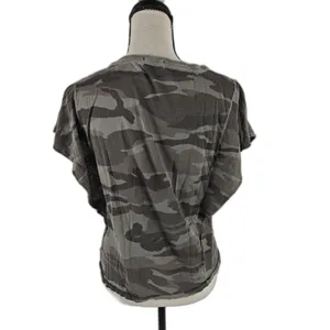Women's Splendid Camo Pocket T-Shirt Gray Green XS thumbnail 2