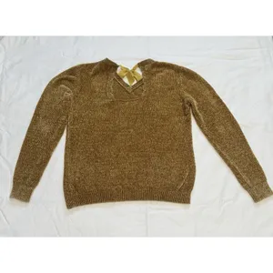 Buffalo Women’s David Bitton Yellow Knit Sweater Long Sleeve Cut Out Back Size L thumbnail 6