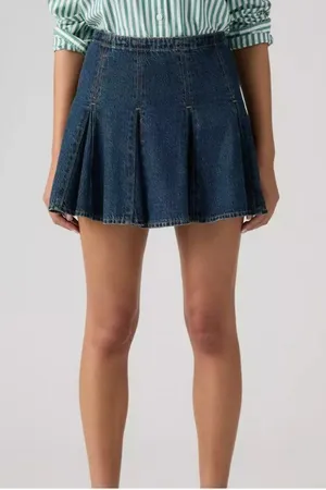 New Levi's Premium Size 26 Godet Mini Lightweight Skirt Fell Off Stone Dark Wash thumbnail 1